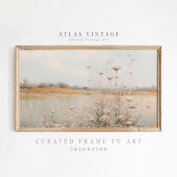 Soft Watercolor Marsh Lake Poster Wildflower Meadow Spring Landscape