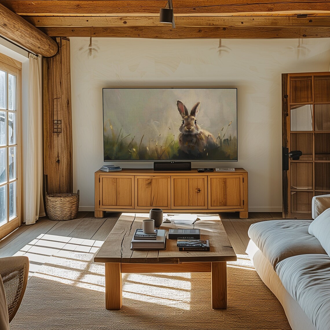 Moody Rabbit Portrait in Tall Grass Vintage Oil Style Poster - Image 7