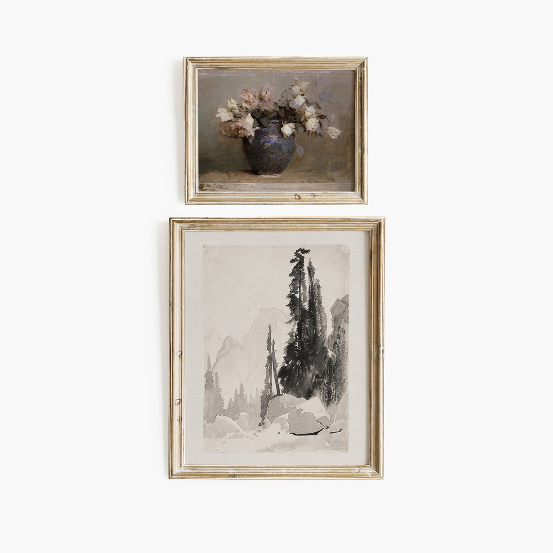 Ten Piece Curated Vintage Gallery Wall Set Landscapes Florals Sketches Print - Image 3