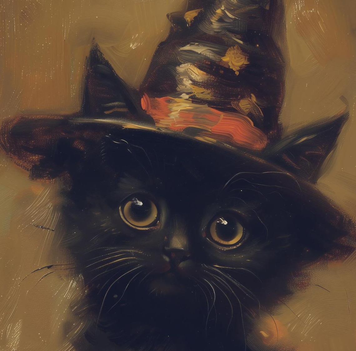 Vintage Witchy Black Cat Kitten Witch Hat Gothic Halloween Dark Academia Poster - Image 8