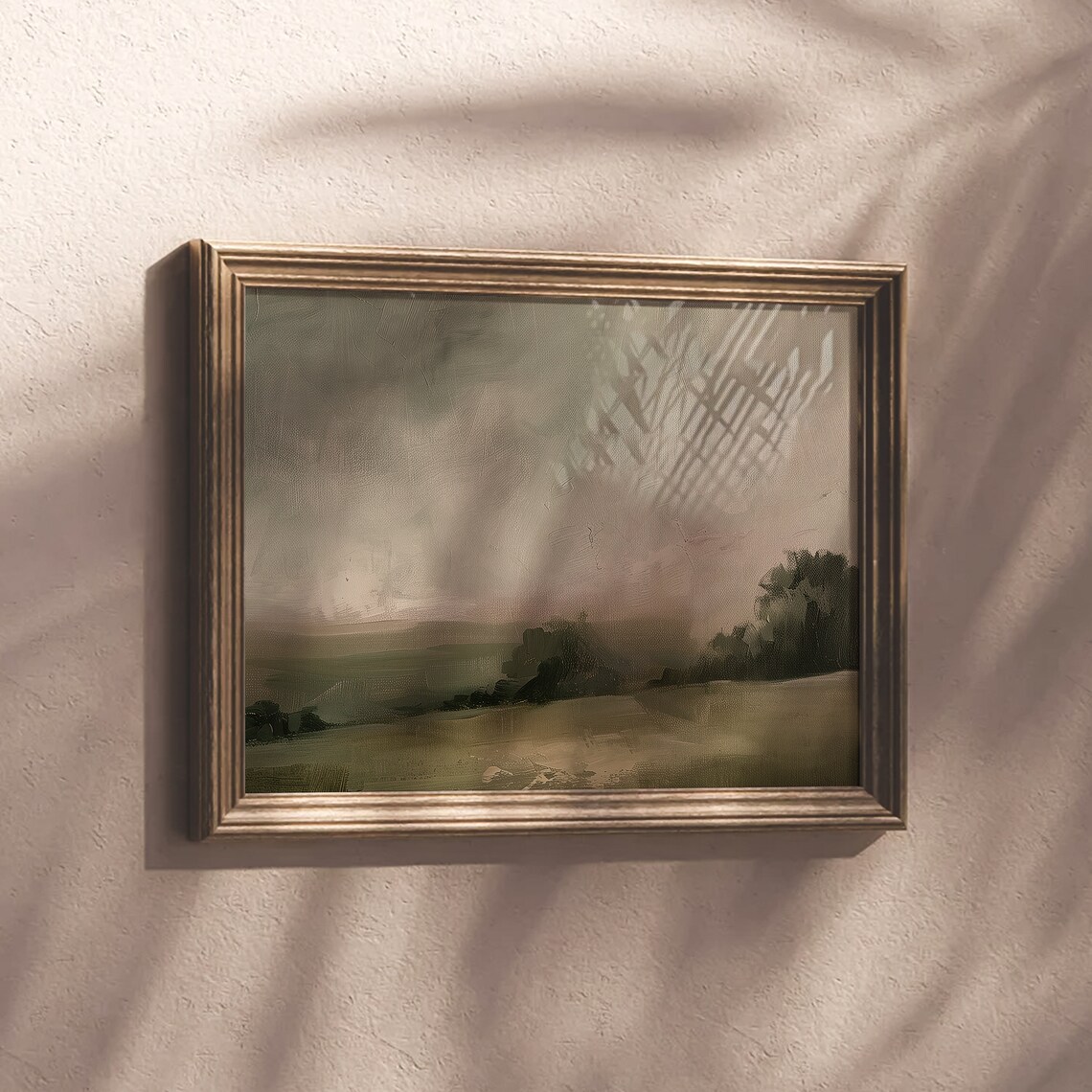 Moody Dark Green Landscape Vintage Country Field and Trees Art Poster - Image 5