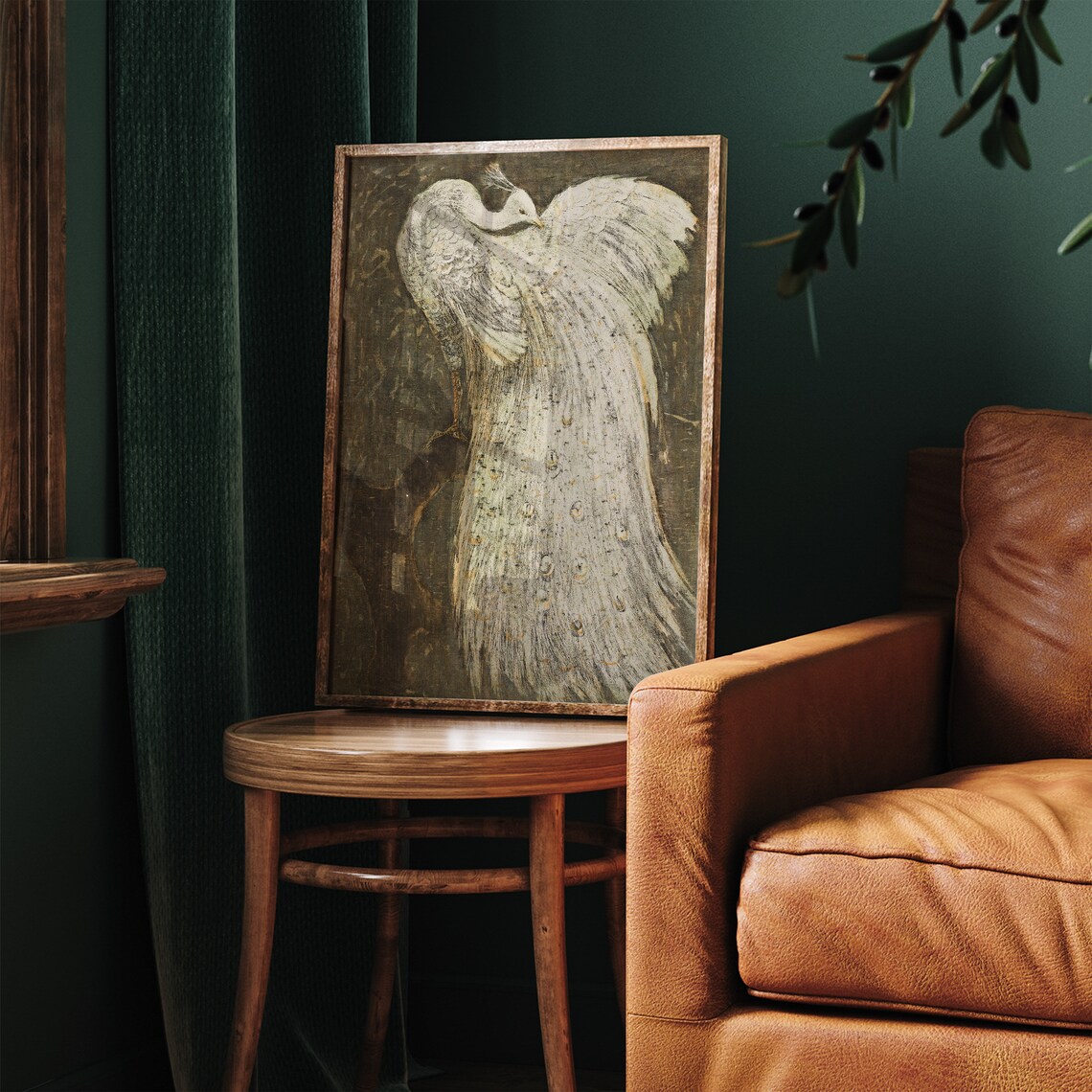 White Peacock Vintage Bird Painting Antique Dark Academia Poster - Image 4
