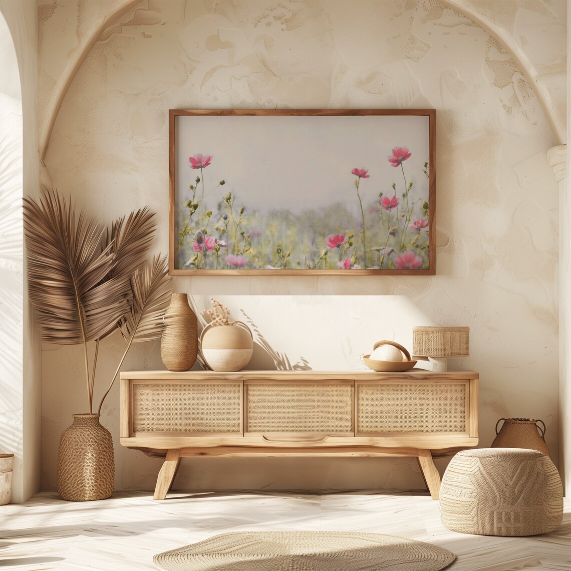 Pink Flower Field Landscape Frame Tv Art Vintage Wildflower Meadow Painting Tv Art Floral Screensaver Spring Farmhouse Decor - Image 6