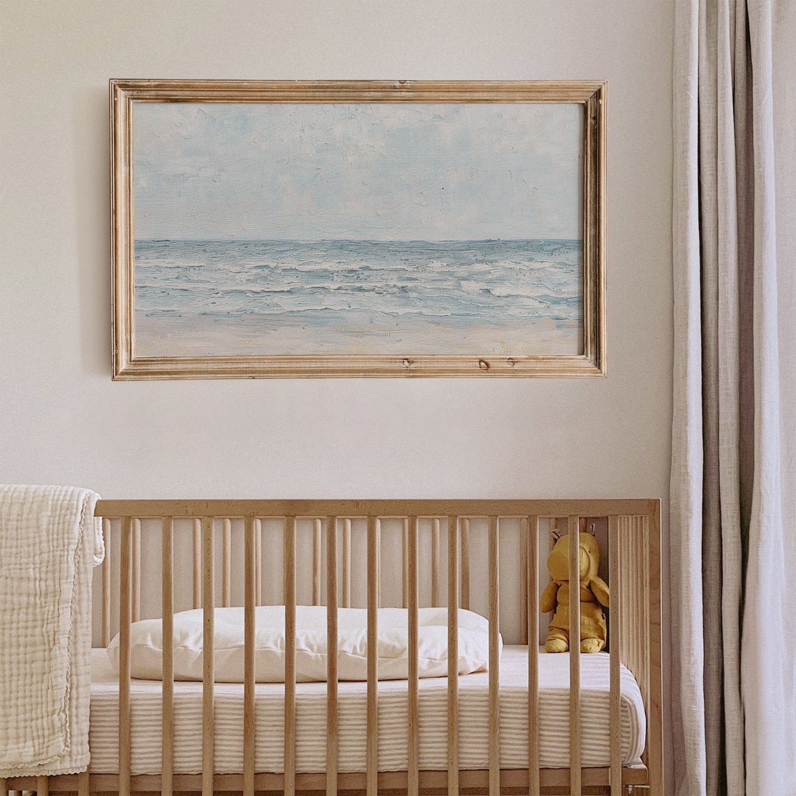 Textured Ocean Waves Frame TV Art Blue Gray Seascape Coastal Poster - Image 4