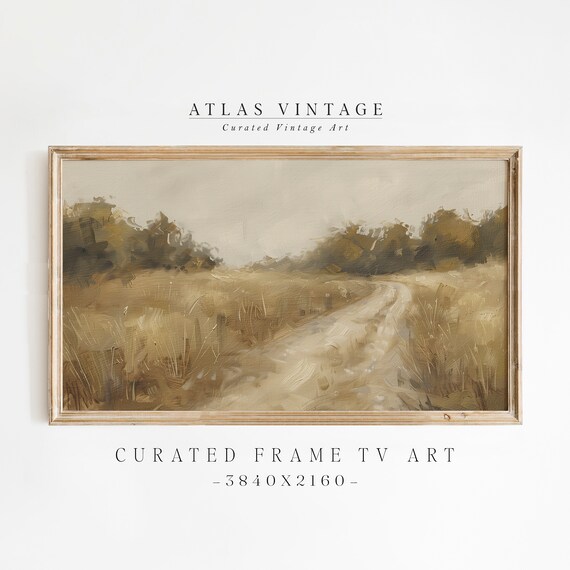 Vintage Countryside Dirt Road Poster Golden Autumn Field Landscape