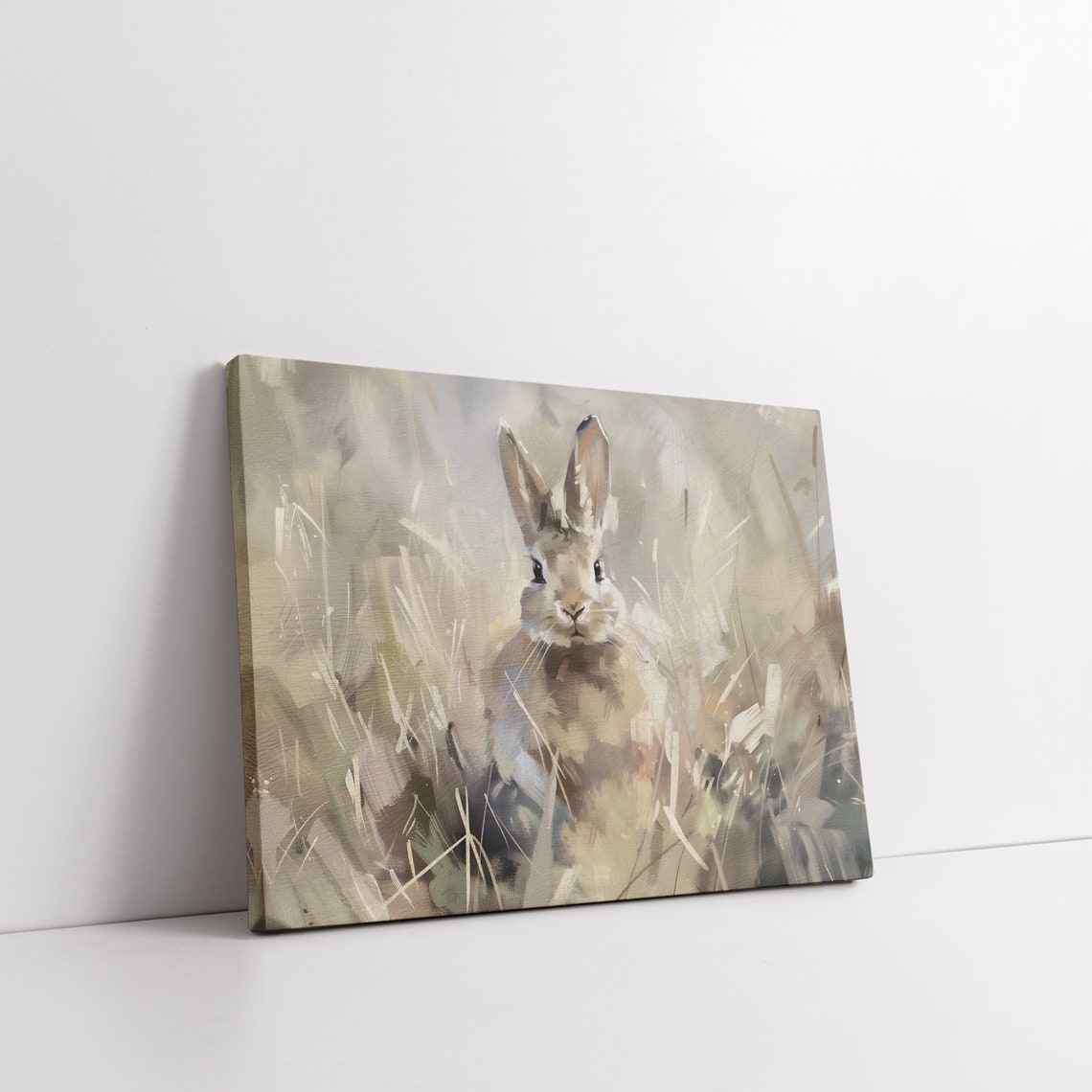 Cute Young Rabbit in Tall Grass Vintage Easter Bunny Art Poster - Image 4