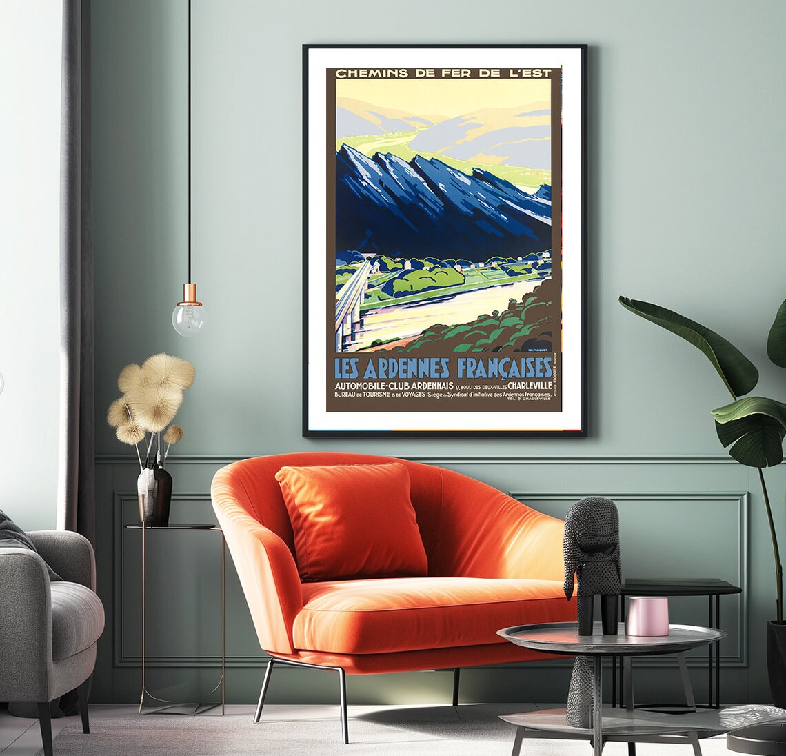 Les Ardennes Francaises Chemins de Fer de l Est Blue Mountain Poster - Image 2