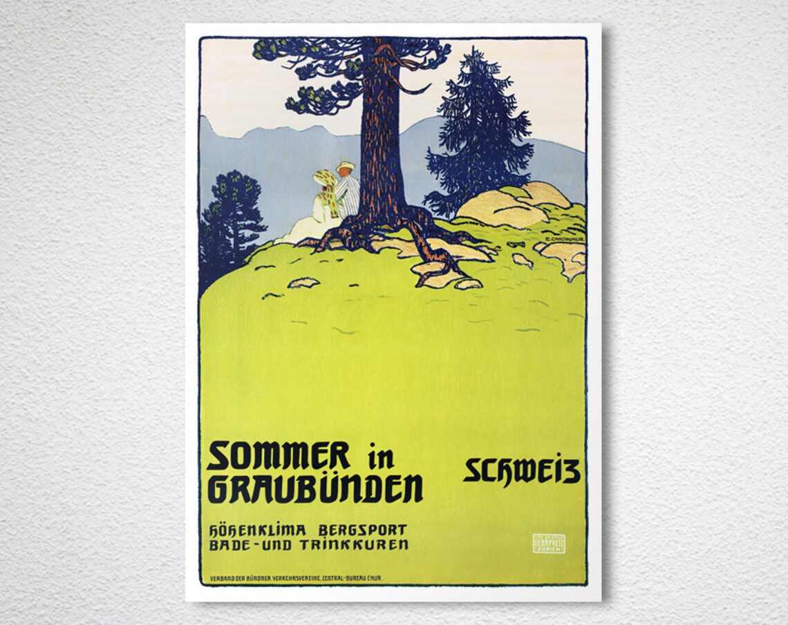 Sommer In Graubunden Schweiz Vintage Travel Poster - Image 2