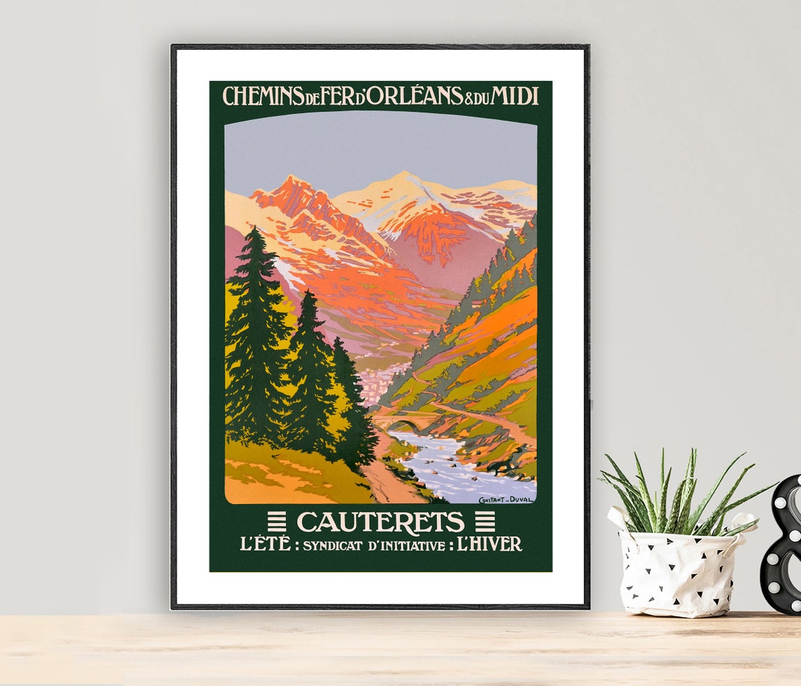 Cauterets Chemins de Fer French Pyrenees Mountain Railway Poster