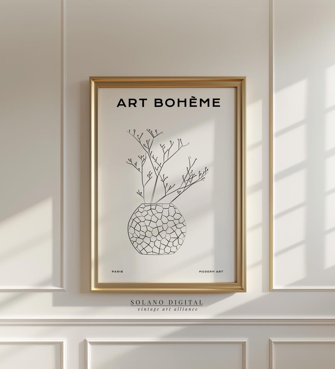Minimalist Botanical Vase Art Boho Modern Line Drawing For Wall Decor Black And White Poster