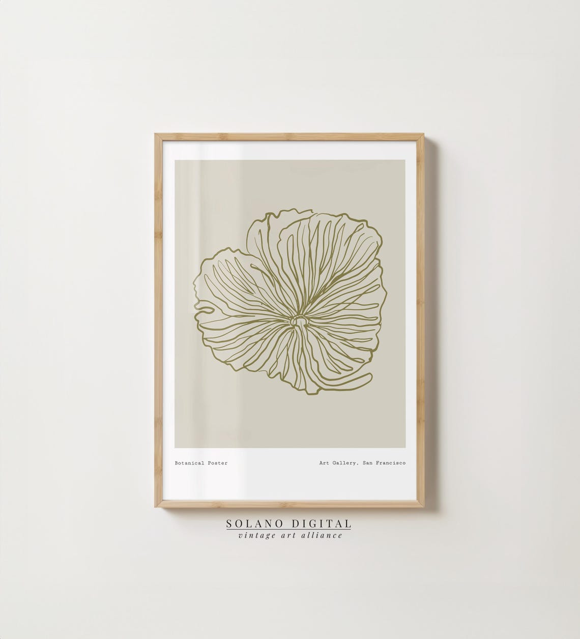 Minimalist Botanical Flower Art Line Drawing Wall Print Neutral Contemporary Poster