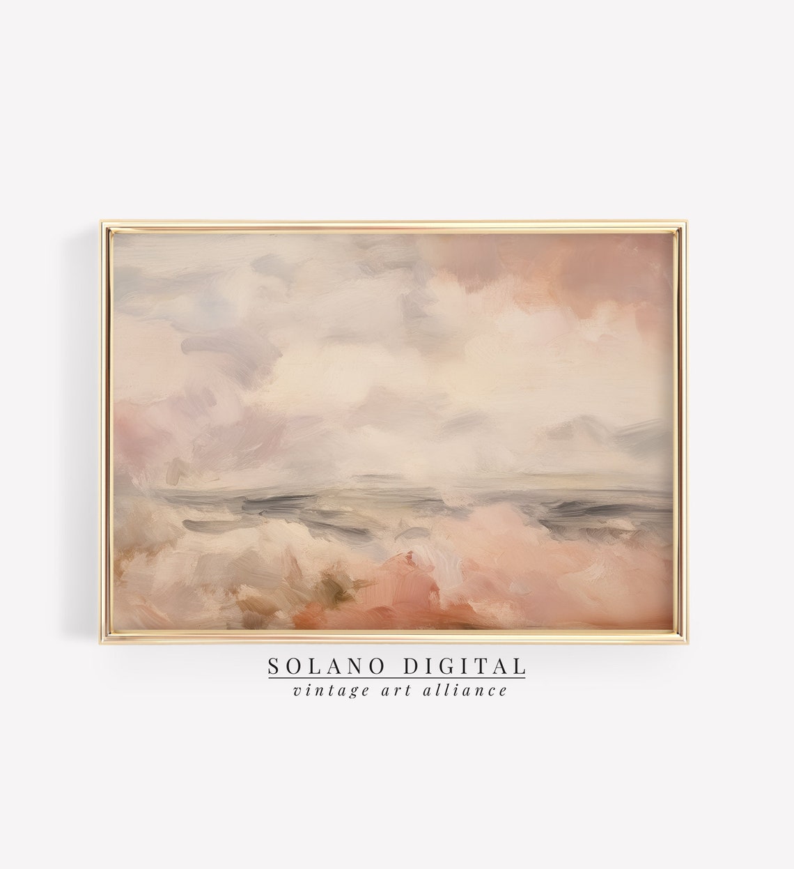 Vintage Abstract Coastal Painting Soft Warm Tones Solano Art Print 61