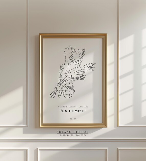 Boho Woman Line Art Print La Femme Female Silhouette Wall Decor Modern