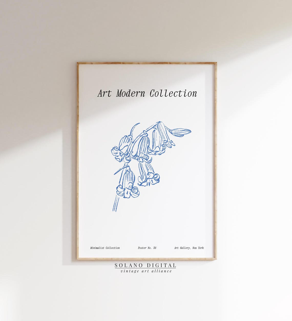 Bluebell Botanical Line Drawing Minimalist Flower Art Print Scandinavian Style Wall Modern