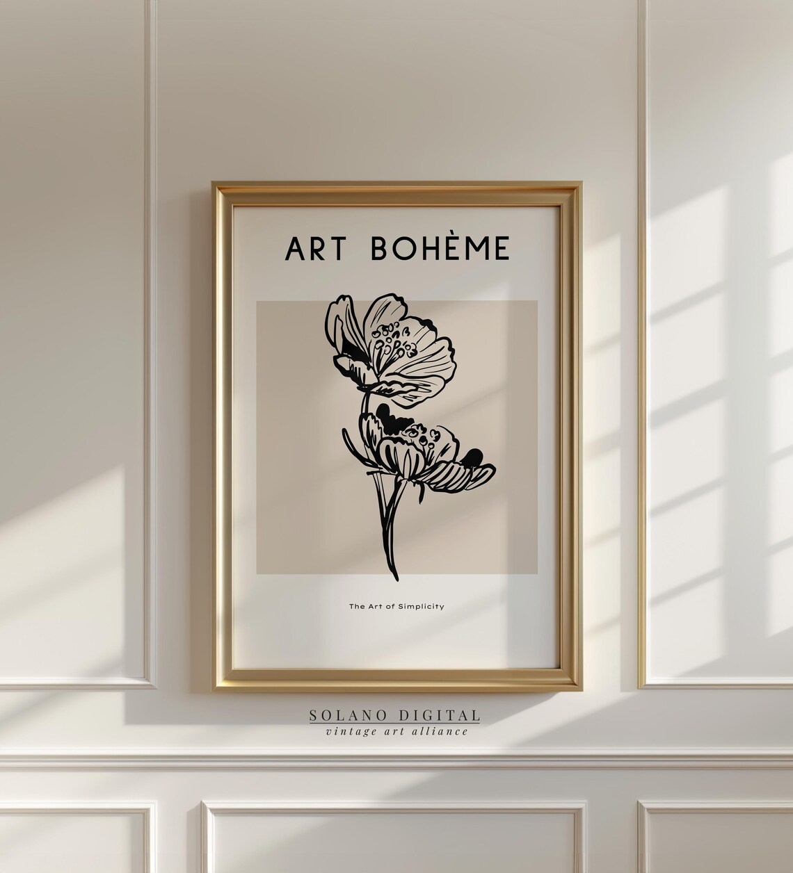 Art Boheme Black Ink Floral Sketch Simplicity Gallery Wall Poster