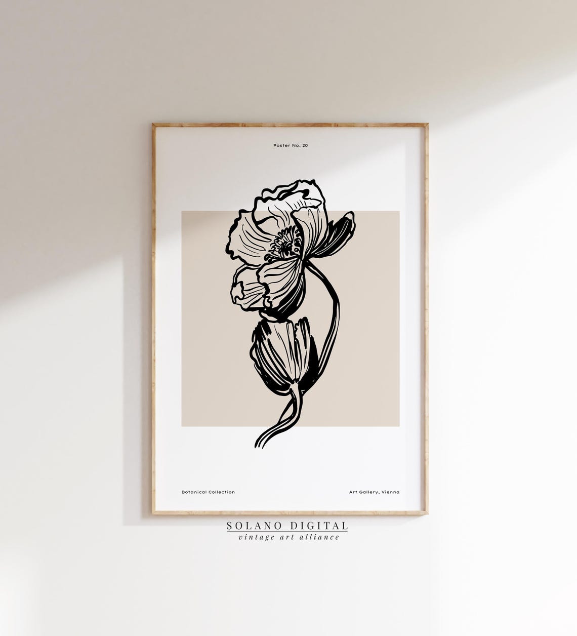 Minimalist Botanical Line Art Print Floral Wall Vintage Flower Sketch Poster Neutral Plant
