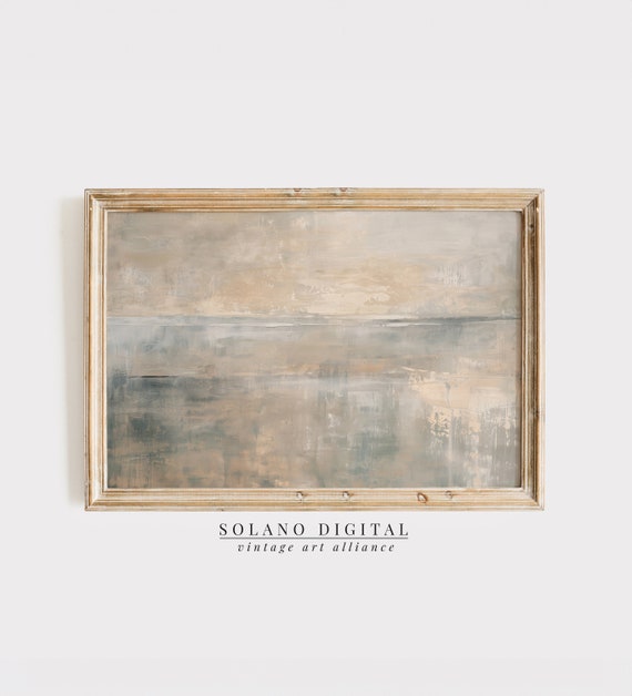 Coastal Abstract Beach Wall Art Seascape Ocean And Shoreline Painting For House Decor Muted Neutral
