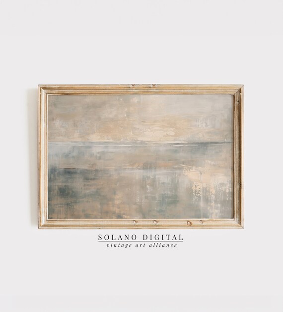 Muted Neutral Abstract Coastal Seascape Calm Ocean Art Poster