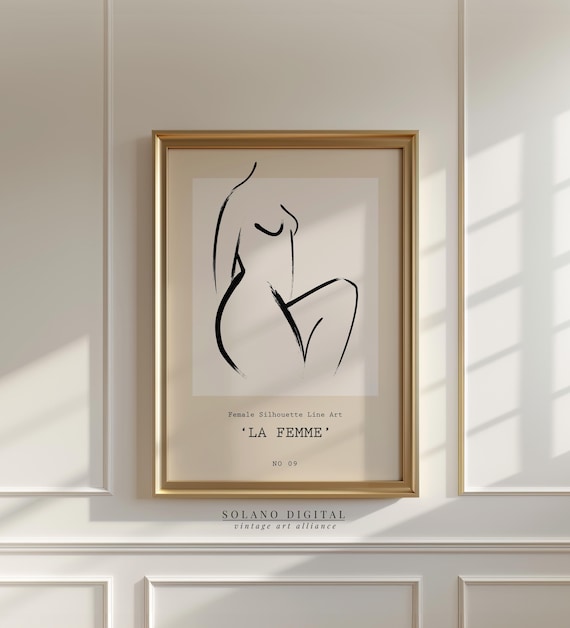 La Femme Female Silhouette Line Art Modern Minimalist Art Print