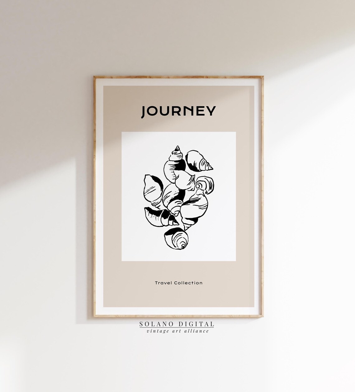 Minimalist Seashell Art Print Coastal Beach Shell Wall Decor Black And White Travel Illustration Modern Ocean Poster