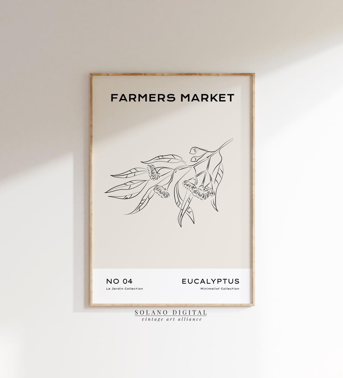 Eucalyptus Line Art Print Botanical Wall Farmers Market Kitchen Decor Minimalist Plant Drawing