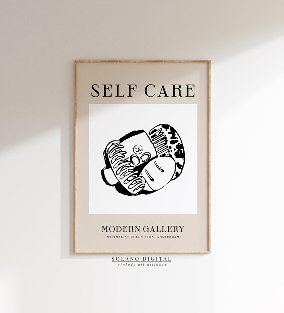 Self Care Art Minimalist Hair Clip Wall Modern Beauty Illustration For Bathroom Or Vanity Decor