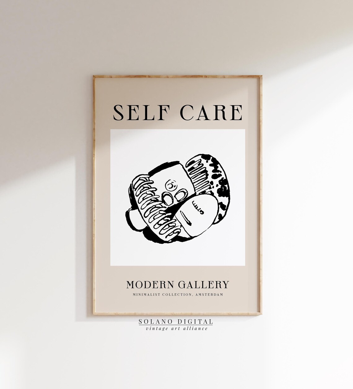 Self Care Art Minimalist Hair Clip Wall Modern Beauty Illustration For Bathroom Or Vanity Decor