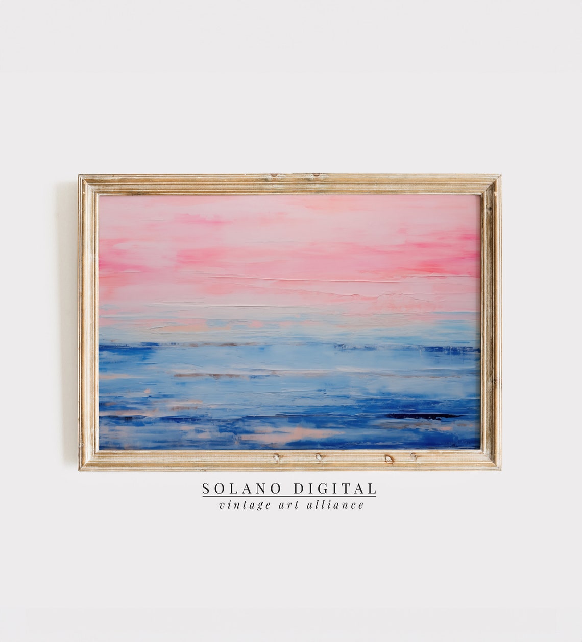 Abstract Coastal Painting Wall Art Vintage Beach Print Girly Apartment Decor Seascape Pink Blue