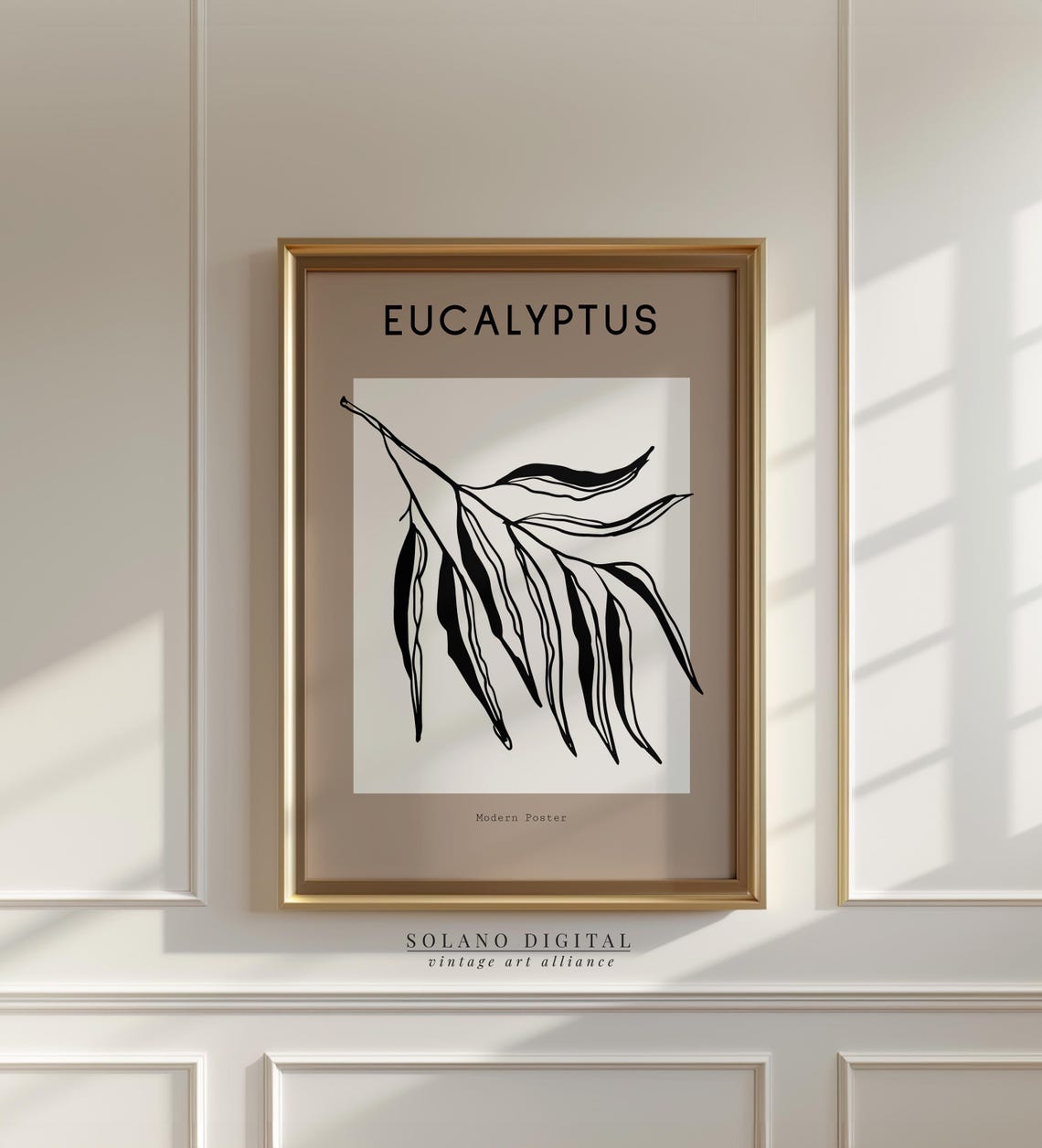 Eucalyptus Wall Art Minimalist Botanical Print Black Line Drawing Modern Nature Decor Poster