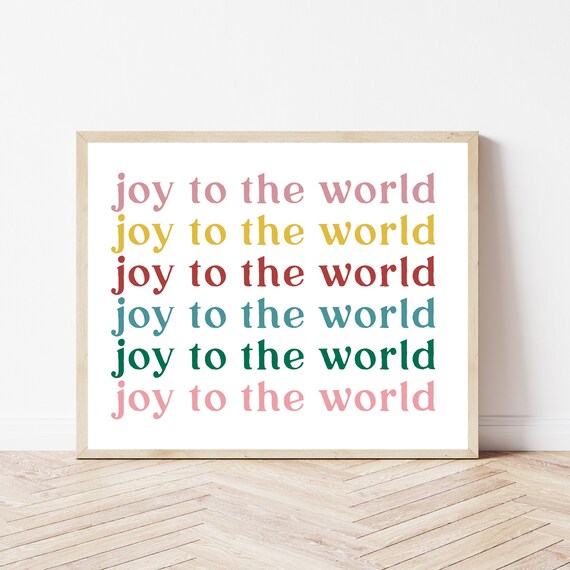Joy To The World Rainbow Repeat Text Christmas Carol Word Art Poster