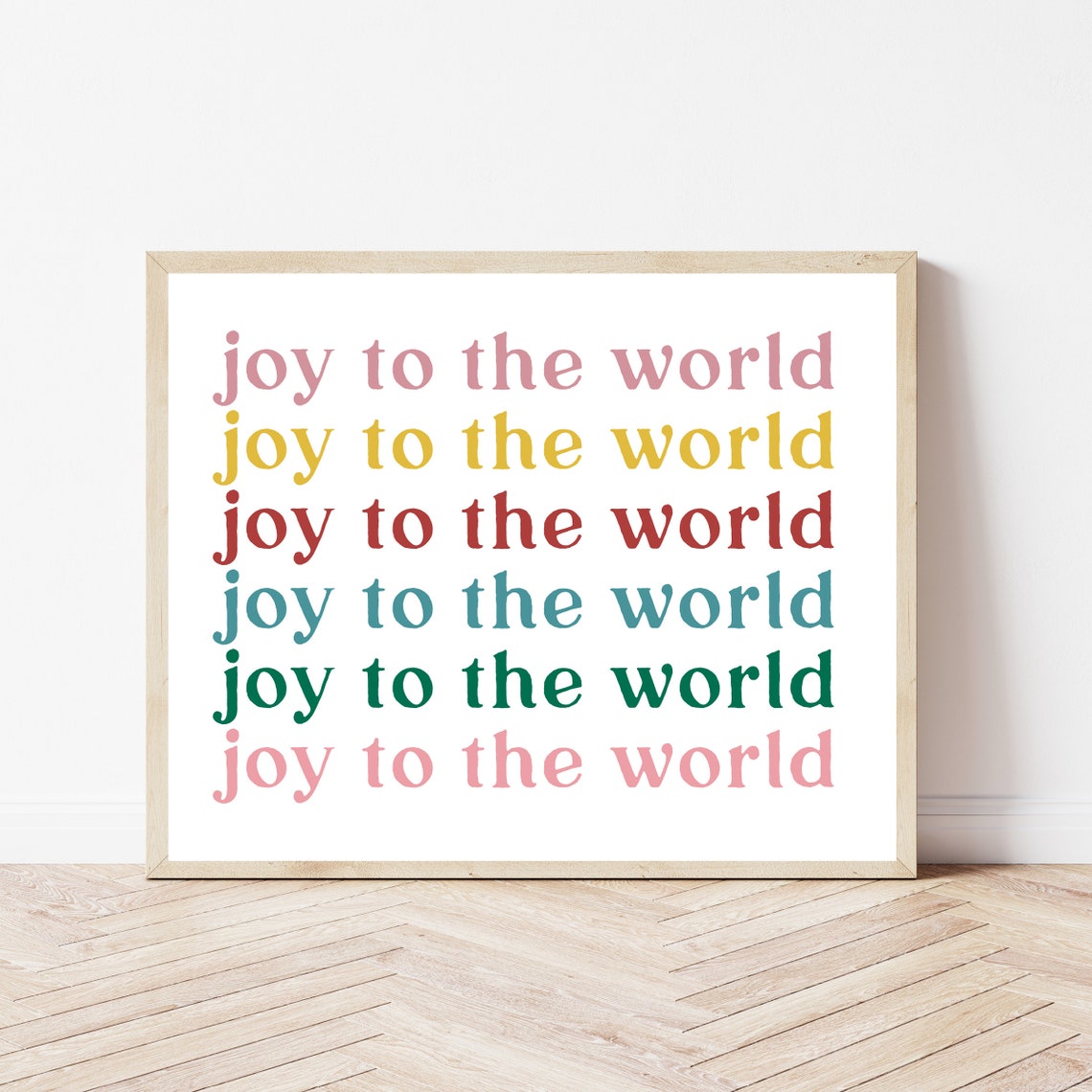 Joy To The World Rainbow Repeat Text Christmas Carol Word Art Poster