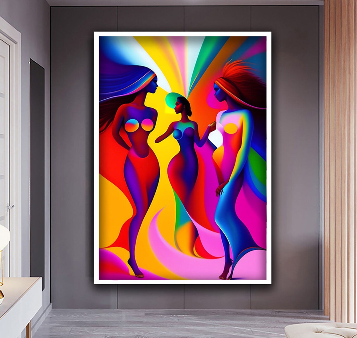 Colorful Dancing Women Rainbow Figures Joyful Modern Art Poster - Image 5