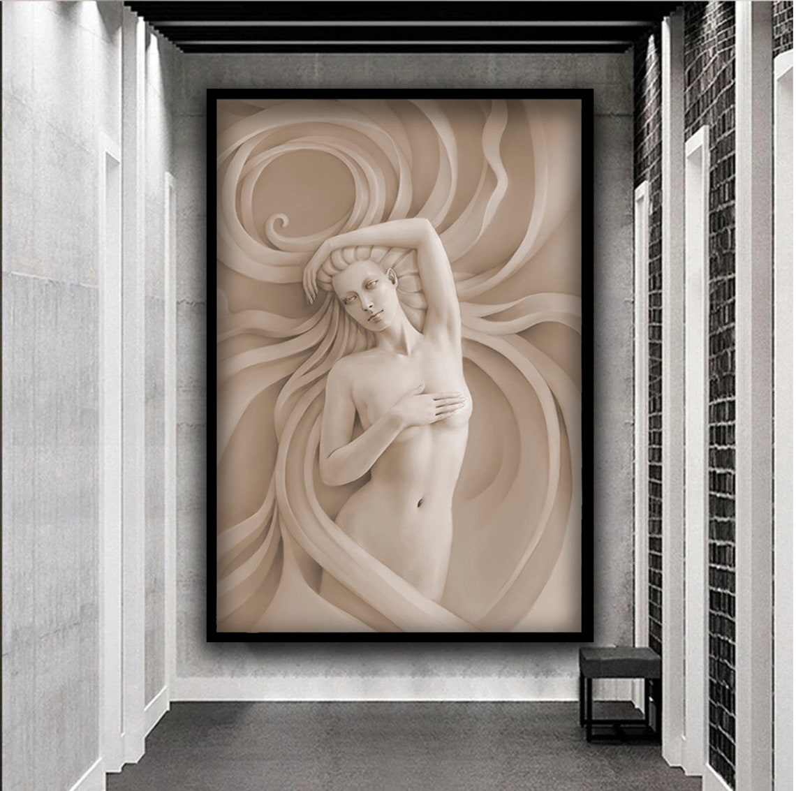 Sculpture Woman Painting Stone Woman Wall Art Woman With Long Hair Wall Art Woman Art Sensual Girl Home Decor - Image 5