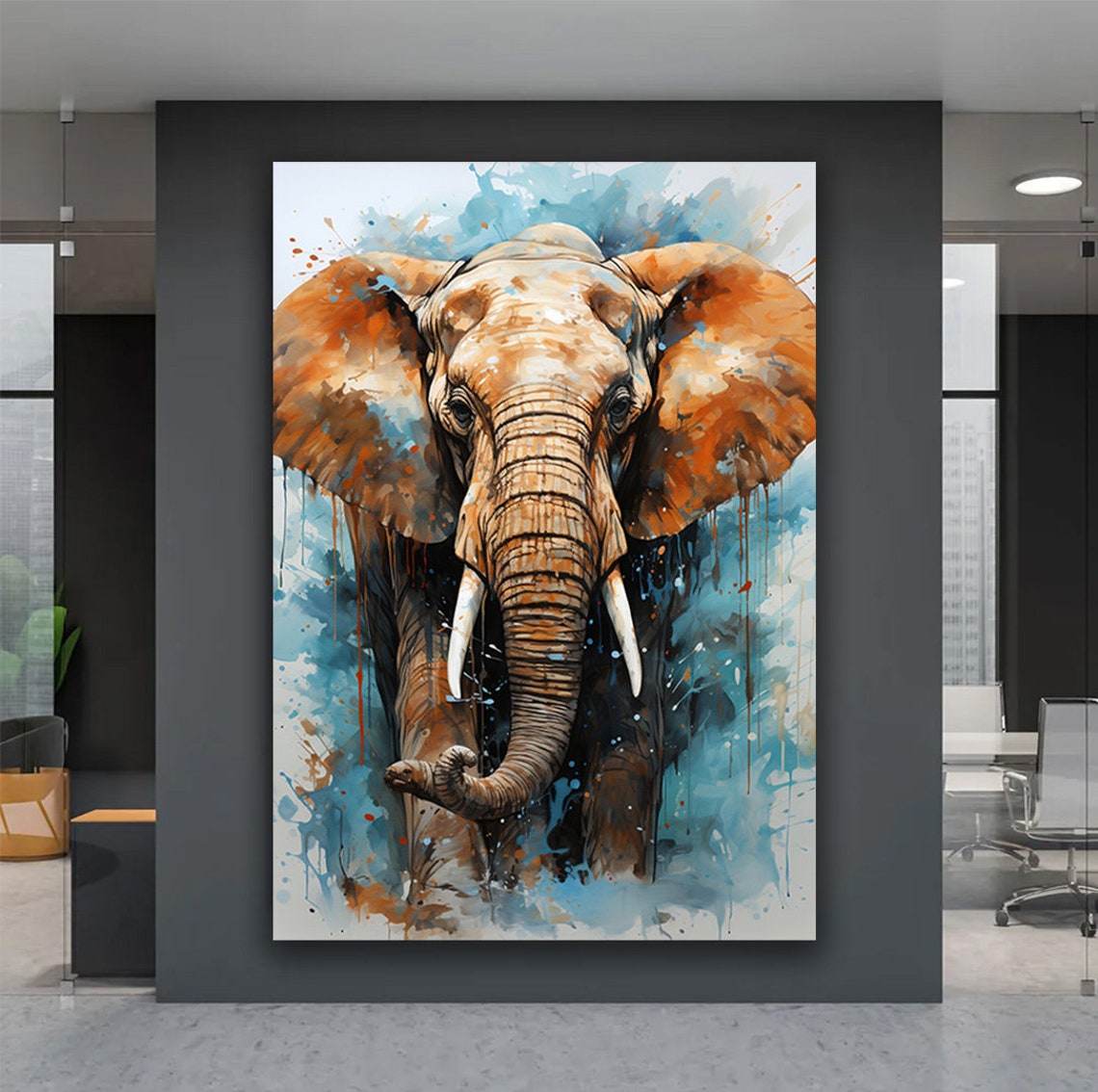 Colorful Elephant Watercolor Wildlife Abstract Elephant Head Poster - Image 5