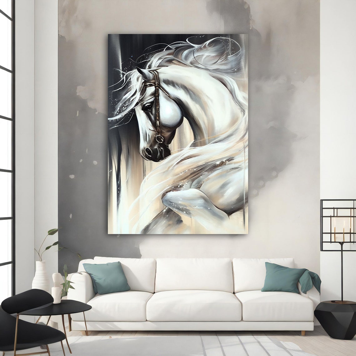 White Horse Painting White Horse Poster White Horse Wall Art White Horse Art Horse Lover Gift Animal - Image 3