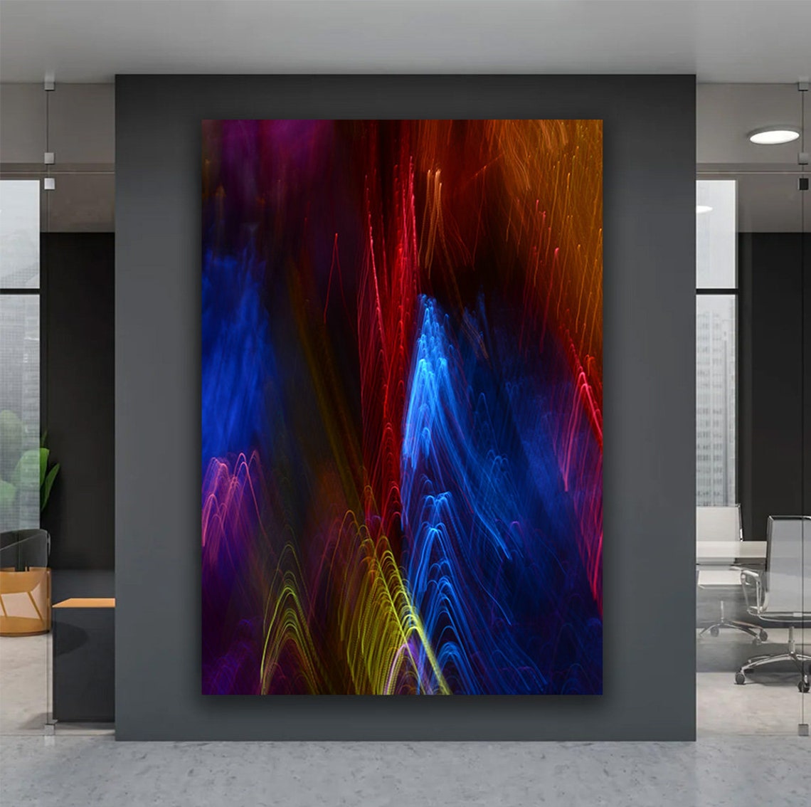Neon Light Waves Abstract Colorful Streak Flow Motion Art Poster - Image 3