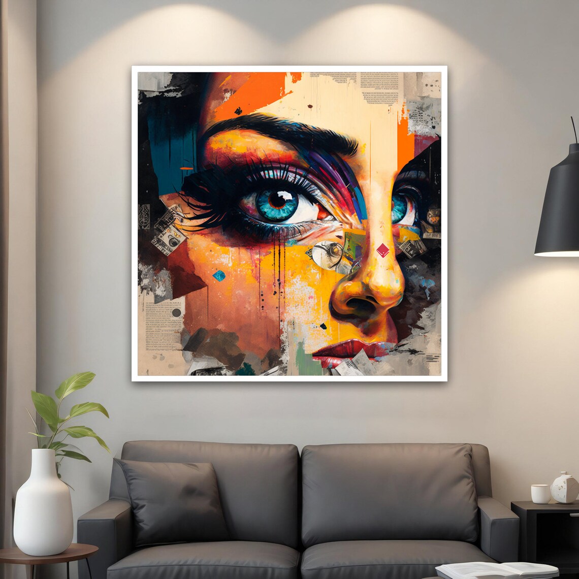 Pop Art Woman Blue Eyes Colorful Street Style Face Art Poster - Image 4