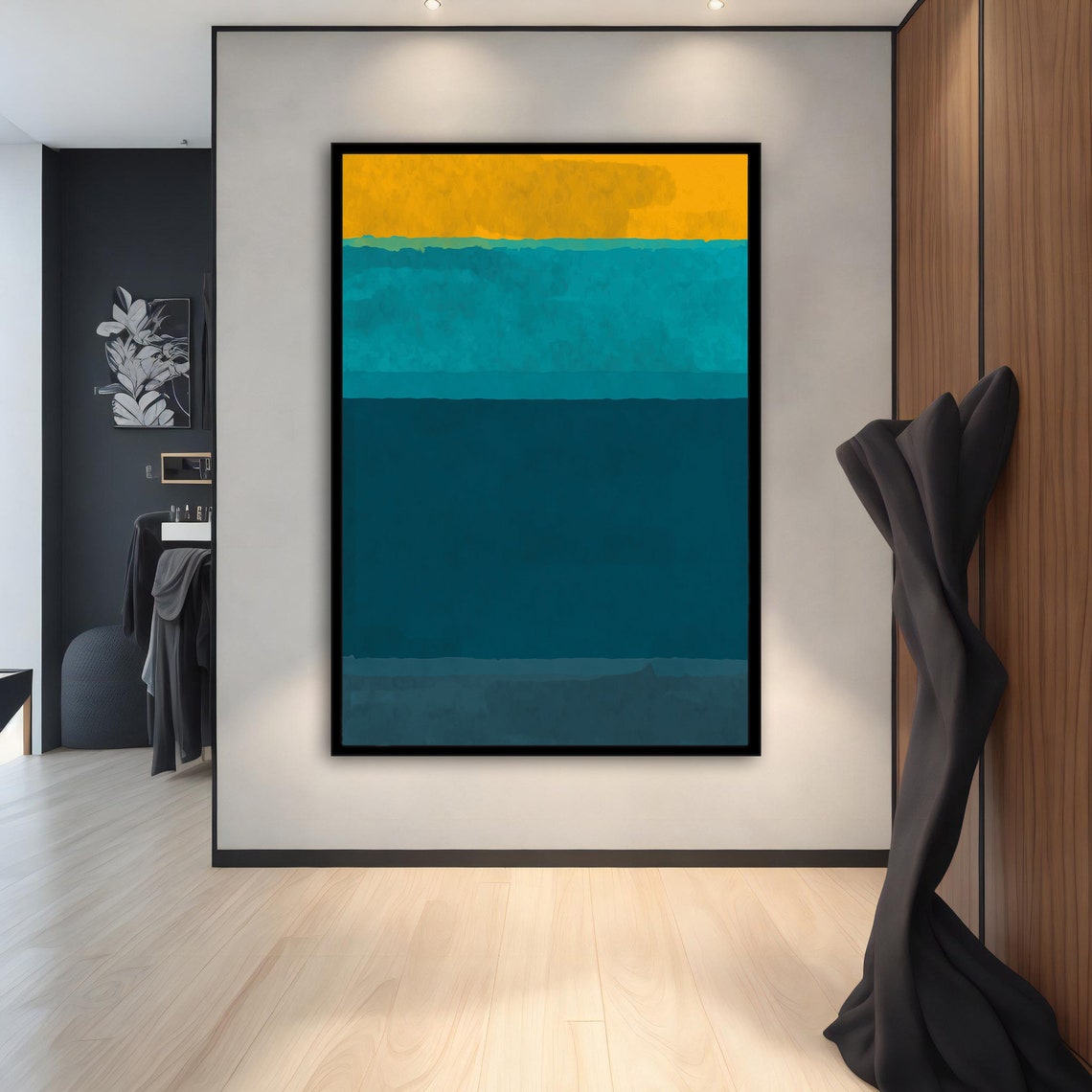 Rothko Style Yellow and Teal Color Field Abstract Art Poster - Image 5