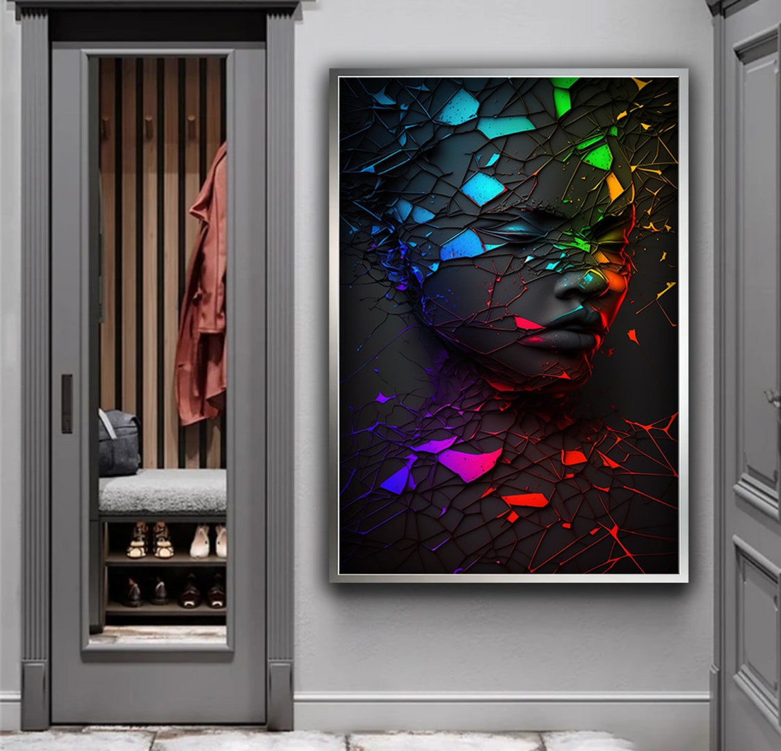 African Woman Colorful Painted Wall Art African Woman Painting Colorful Art Colorful Face Art Woman Print Gifts - Image 2