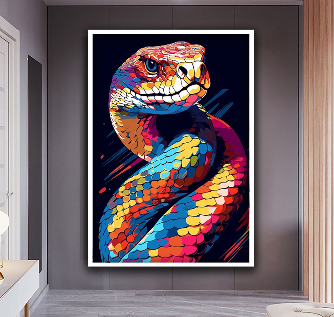 Colorful Pop Art Snake Coiled Scales Rainbow Animal Art Poster - Image 4