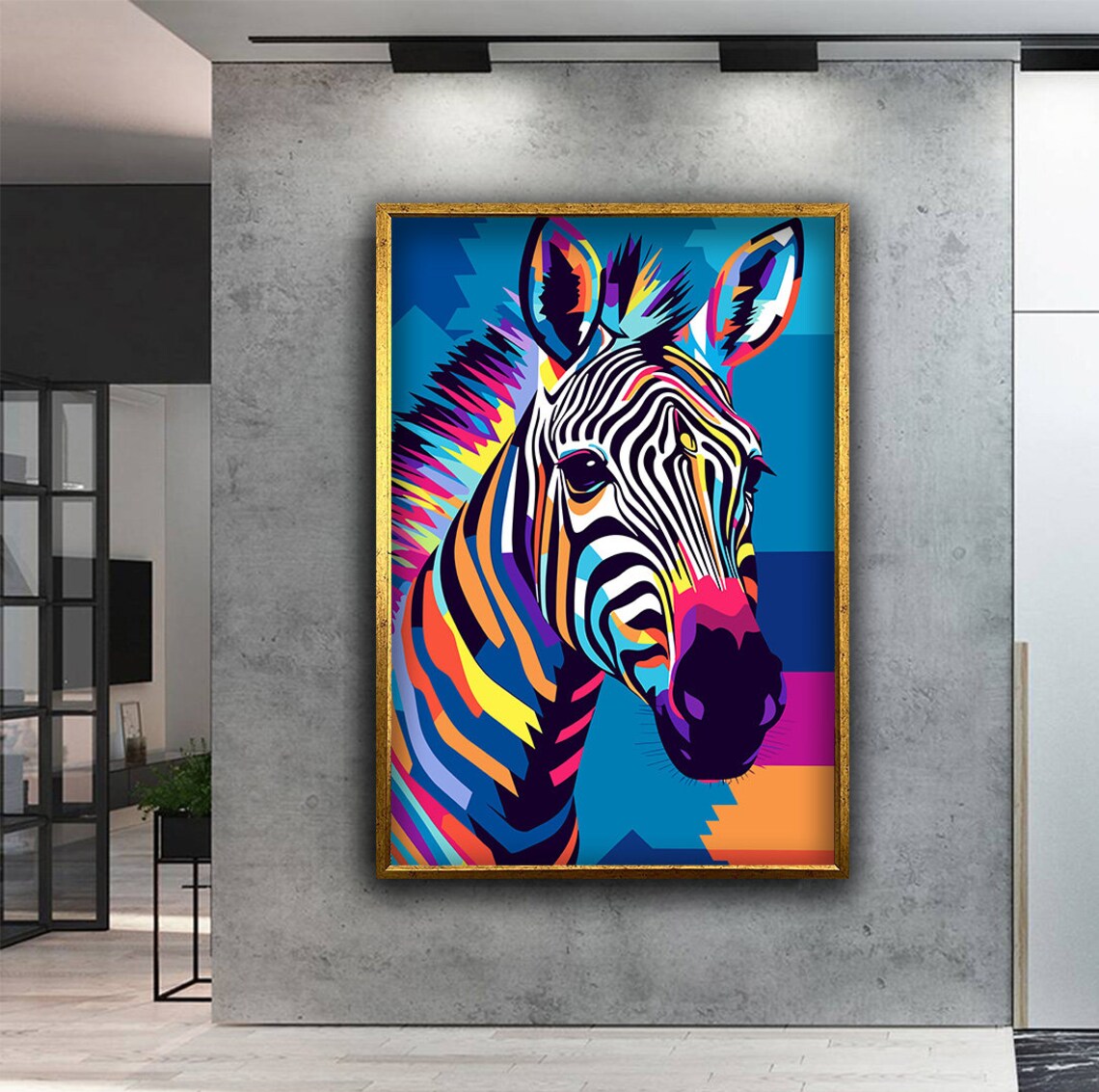 Colorful Pop Art Zebra Portrait Rainbow Stripes Animal Art Poster - Image 3