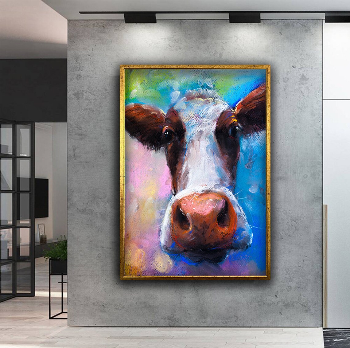Cow Wall Art Colorful Cow Print Cow Painting On Animal Art Colorful Animal Farm House Wall Decor