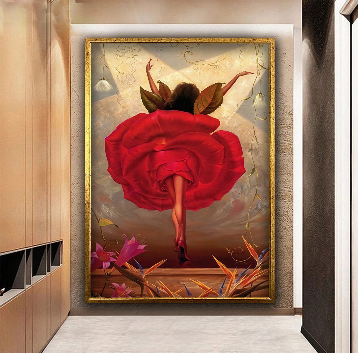 Vladimir Kush Flamenco Dancer Red Rose Dress Surreal Dance Poster