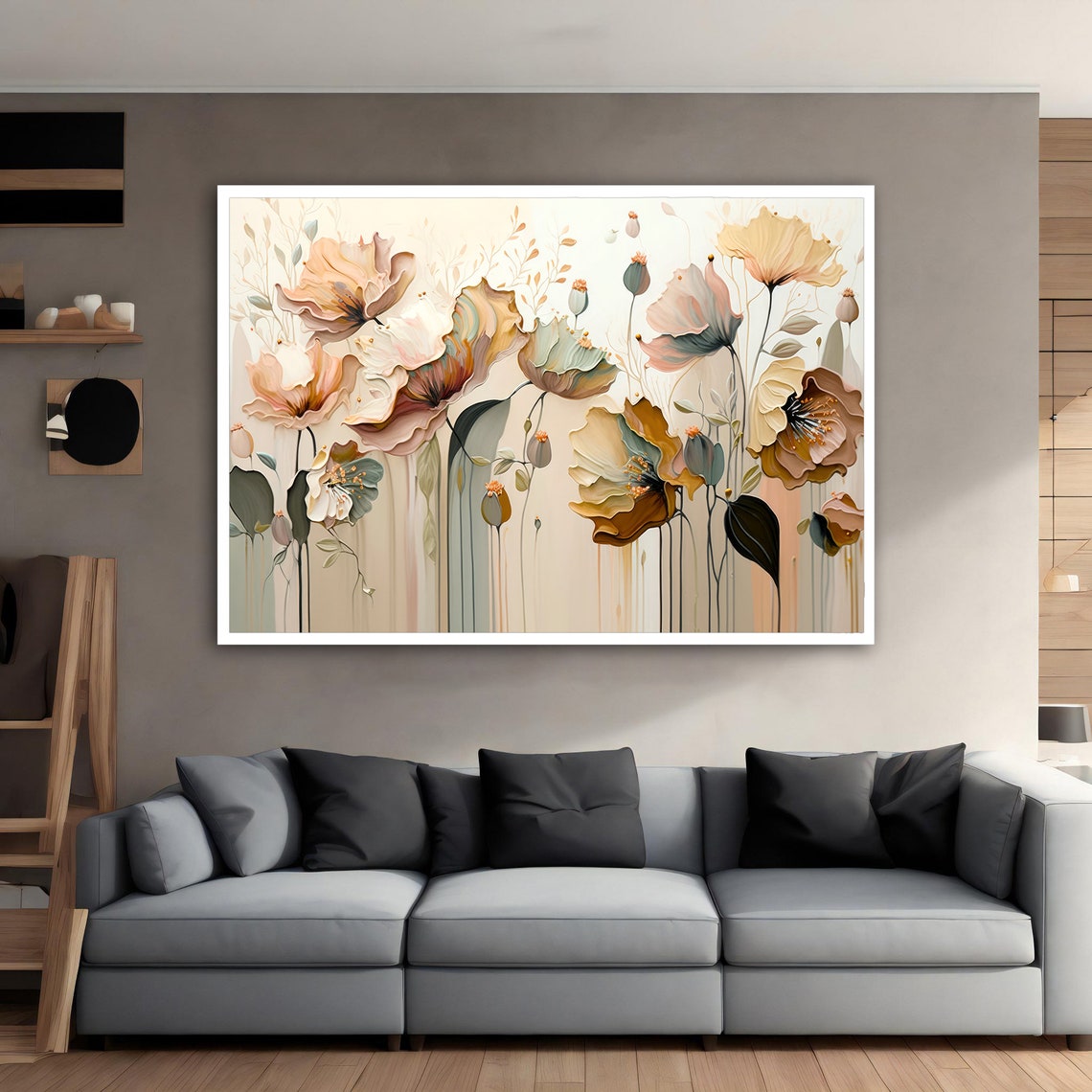 Soft Beige Poppy Flowers Airy Neutral Floral Meadow Art Poster