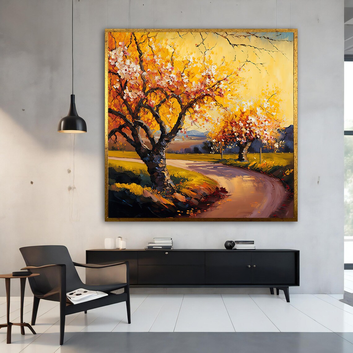 Tree Abstract Pink Colorful Painting, Autumn Decor - Image 4