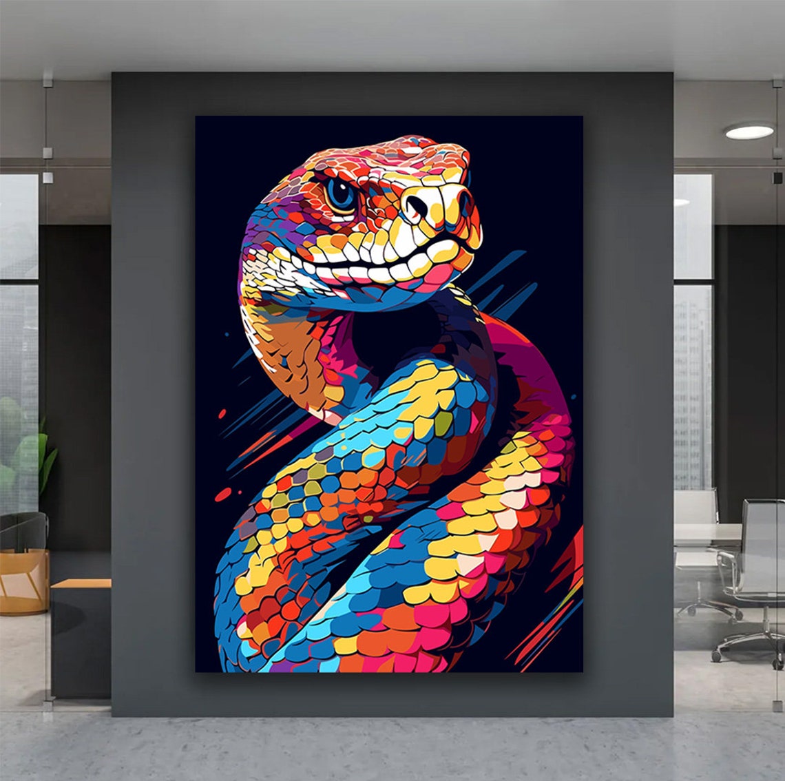 Colorful Pop Art Snake Coiled Scales Rainbow Animal Art Poster - Image 5
