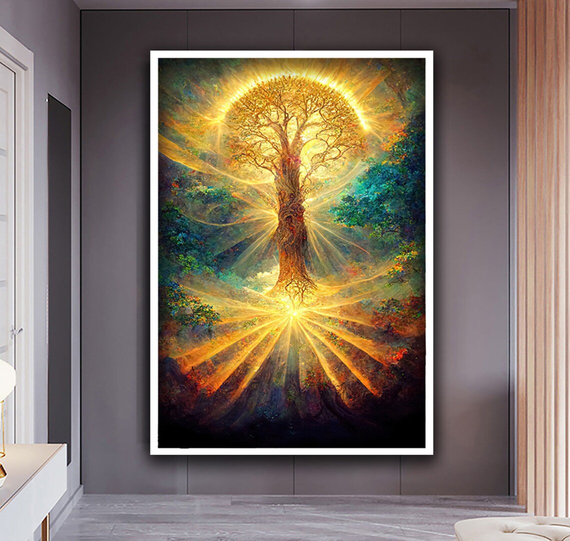 Fortune Tree Print Luminescent Tree Wall Art Tree Of Life Art Forest Tree Wall Art Tree Wall Decor Forest Art - Image 3