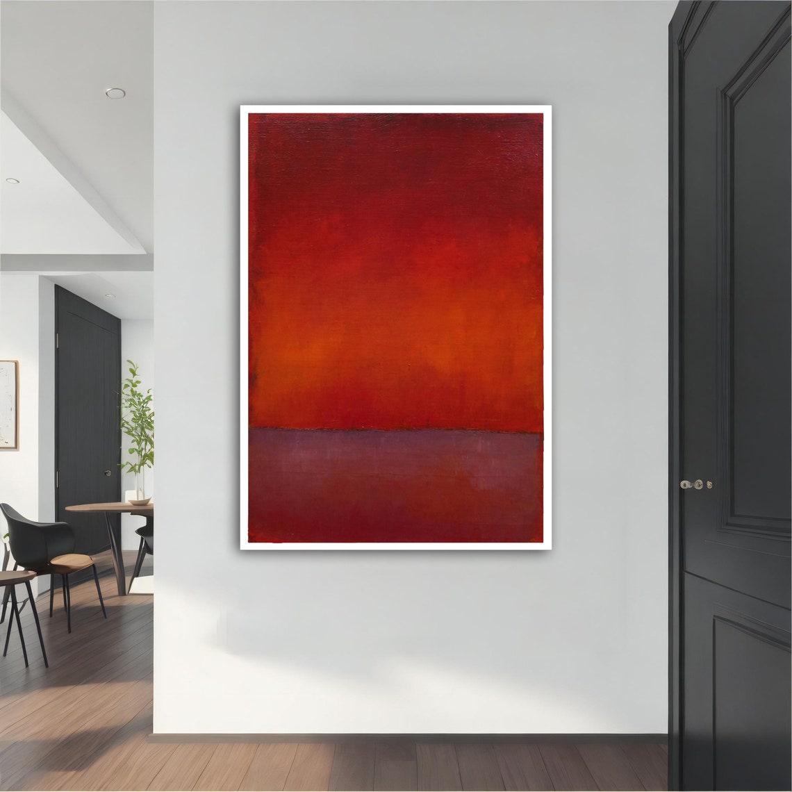 Bold Red Color Field Abstract Modern Minimalist Painting Wall Art - Image 3