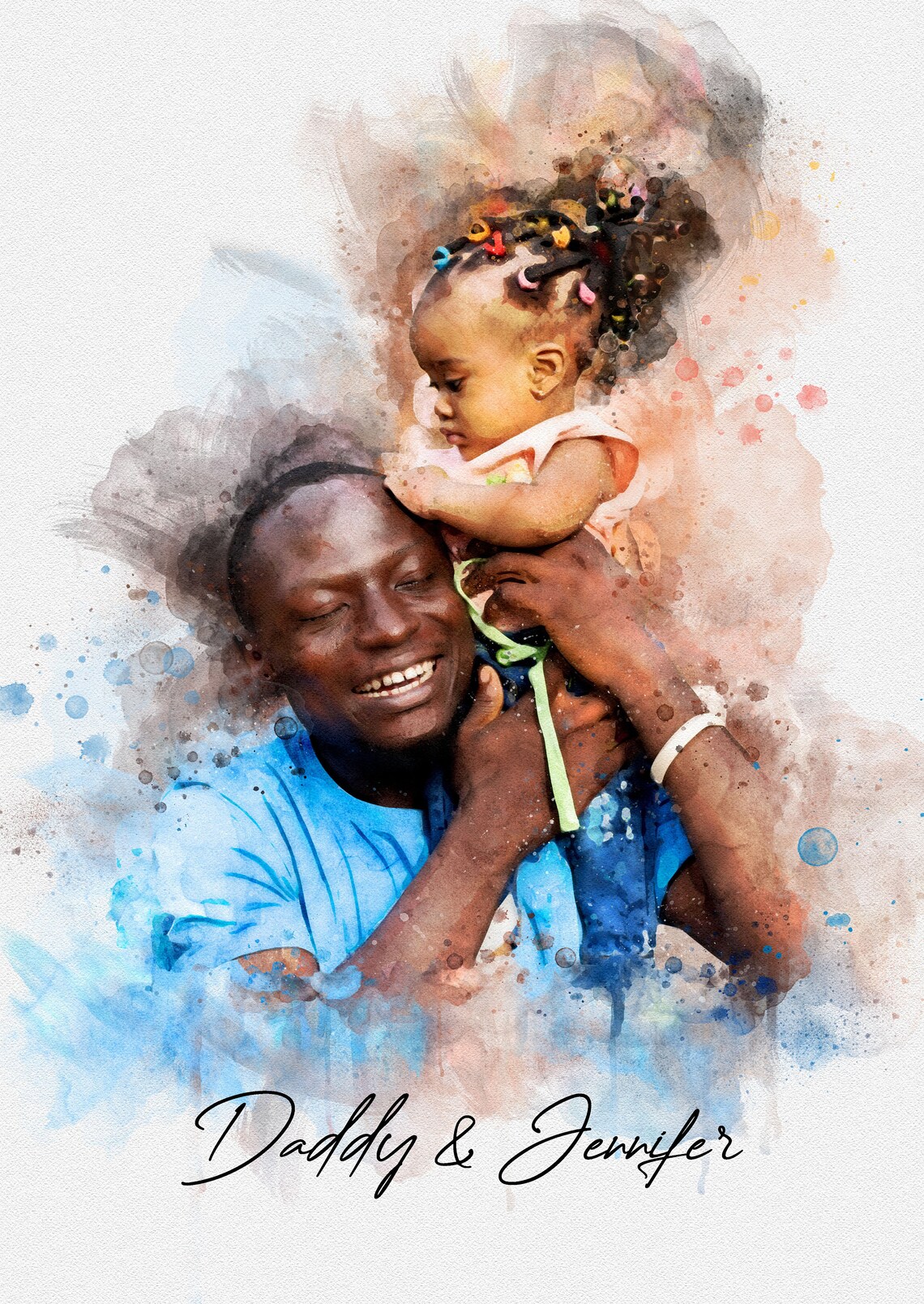 Watercolour Portrait Art for Father, Personalized Gift - Image 4