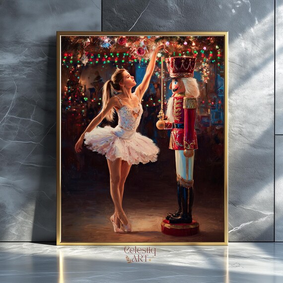 Nutcracker Ballerina Christmas Ballet Dancer Holiday Art Print